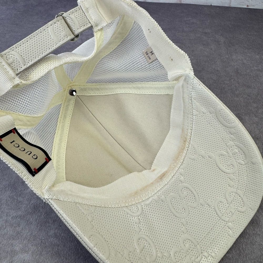 Gucci Embossed Mesh Gg Cream Cap Hat Medium - Picture 8 of 13